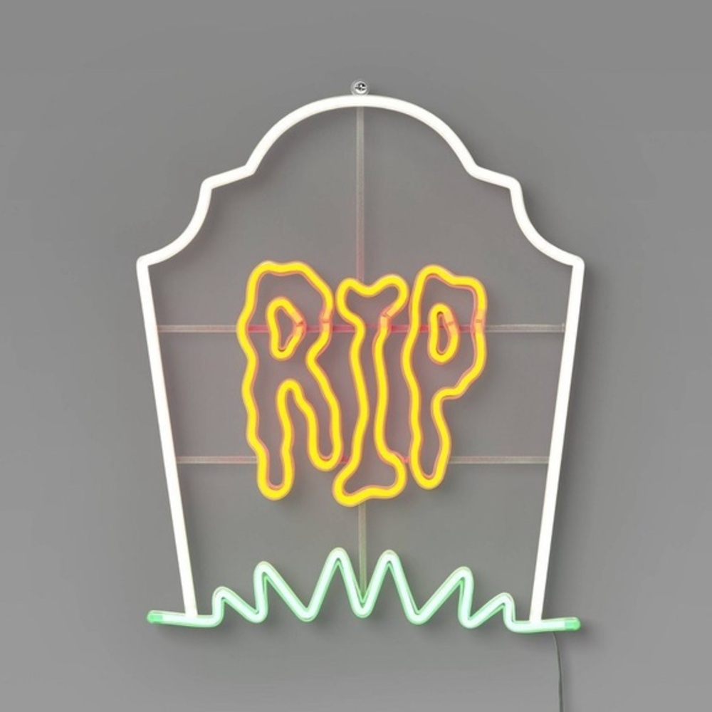 NIB. HYDE & EEK! Neon Tomstone RIP Wall Decor